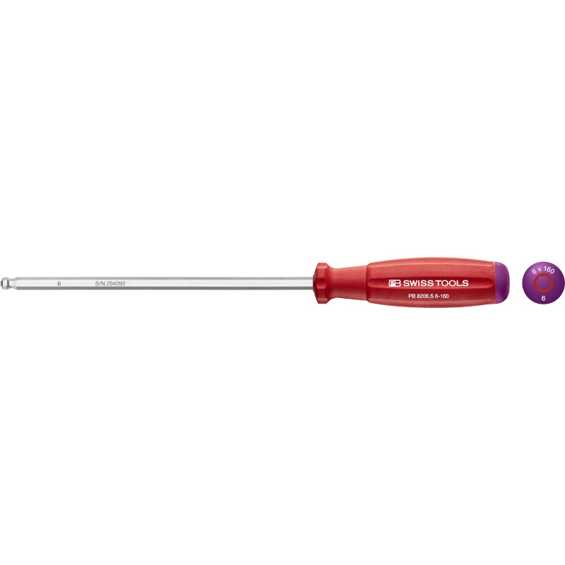 PB Swiss Tools 8206.S6-160 SwissGrip screwdriver Inbus with ball end 6 mm