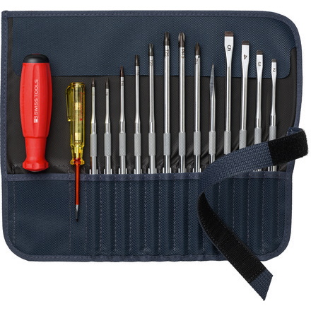 PB Swiss Tools 8222.GY Screwdriverset in roll-up case, 15 pieces
