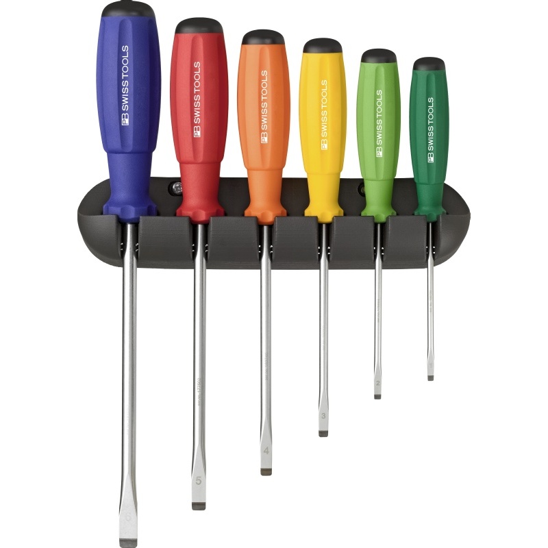 PB Swiss Tools 8240.RB SwissGrip RainBow screwdriverset for slotted screws in holder