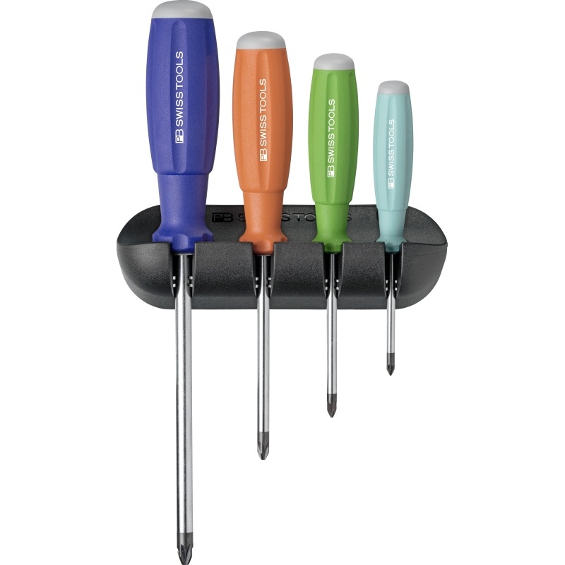 PB Swiss Tools 8243.RB SwissGrip Rainbow screwdriverset, Pozidriv, with holder