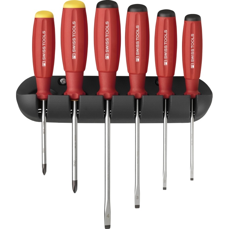 PB Swiss Tools 8244 SwissGrip screwdriverset, Slotted / Phillips, with holder