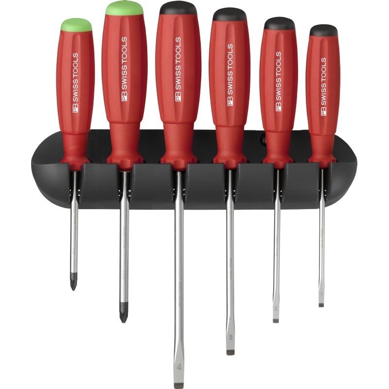 PB Swiss Tools 8245 SwissGrip screwdriverset, Slotted / Pozidriv, with holder