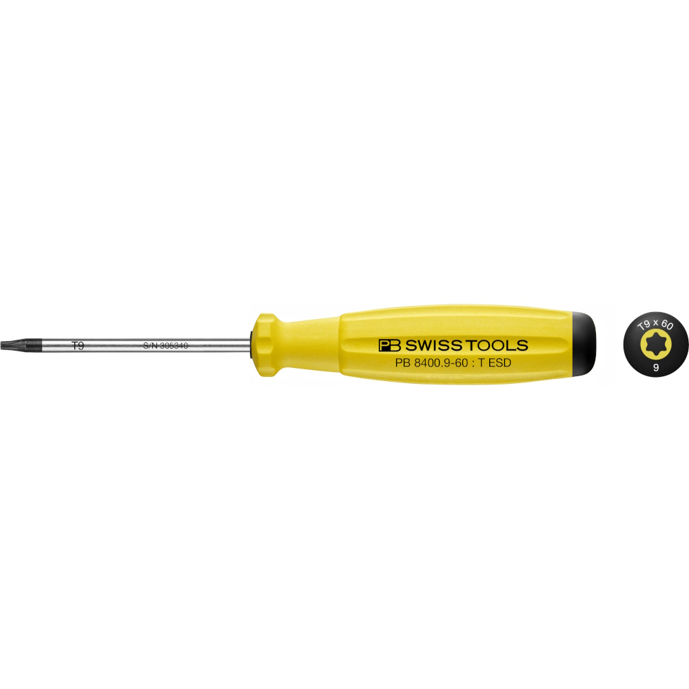 PB Swiss Tools 8400.9-60 ESD SwissGrip ESD screwdriver Torx size T9