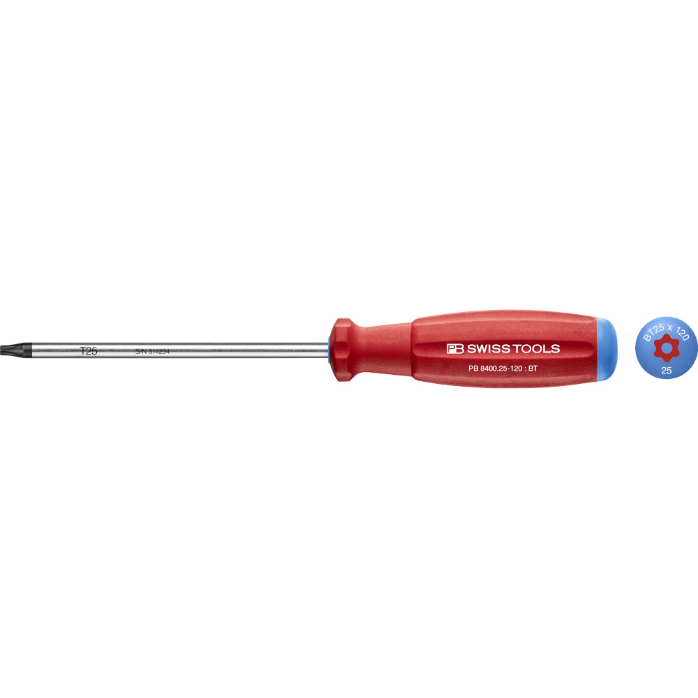 PB Swiss Tools 8400.B 25-120 SwissGrip screwdriver, Torx with bore hole, size T25