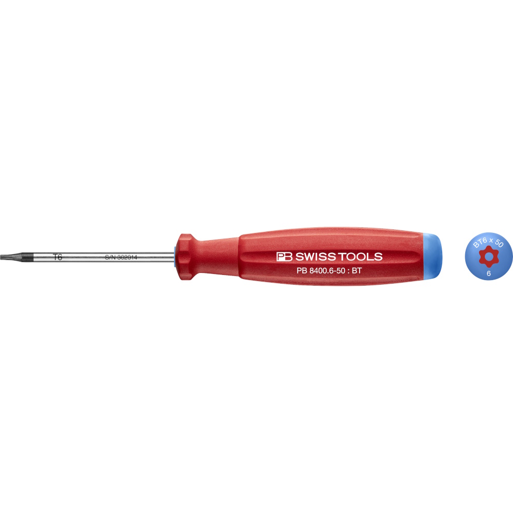 PB Swiss Tools 8400.B 6-50 SwissGrip screwdriver, Torx with bore hole, size T6