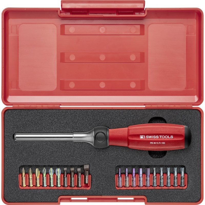 PB Swiss Tools 8510.R-100 Set Twister, 100 mm with two bitsets in toolbox
