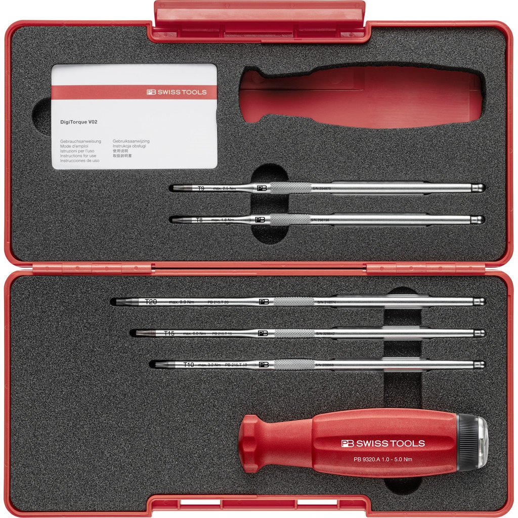 PB Swiss Tools 9320.Set A3 CBB DigiTorque V02, torque screwdriver set, 1,0-5,0 Nm