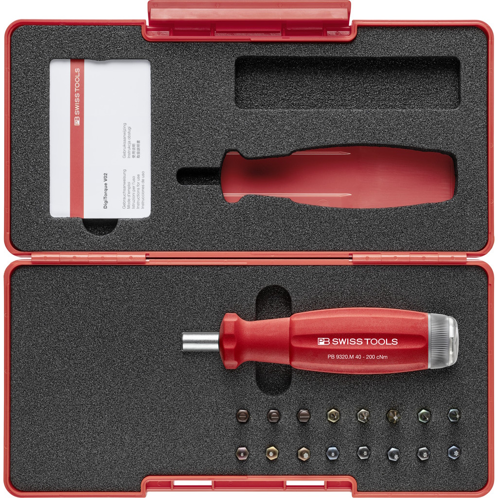 PB Swiss Tools 9320.Set B2 CBB DigiTorque V02, torque screwdriver set, 0,4-2,0 Nm