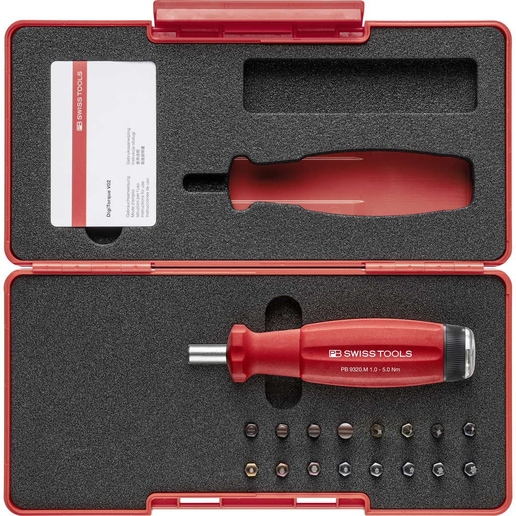 PB Swiss Tools 9320.Set B3 CBB DigiTorque V02, torque screwdriver set, 1,0-5,0 Nm