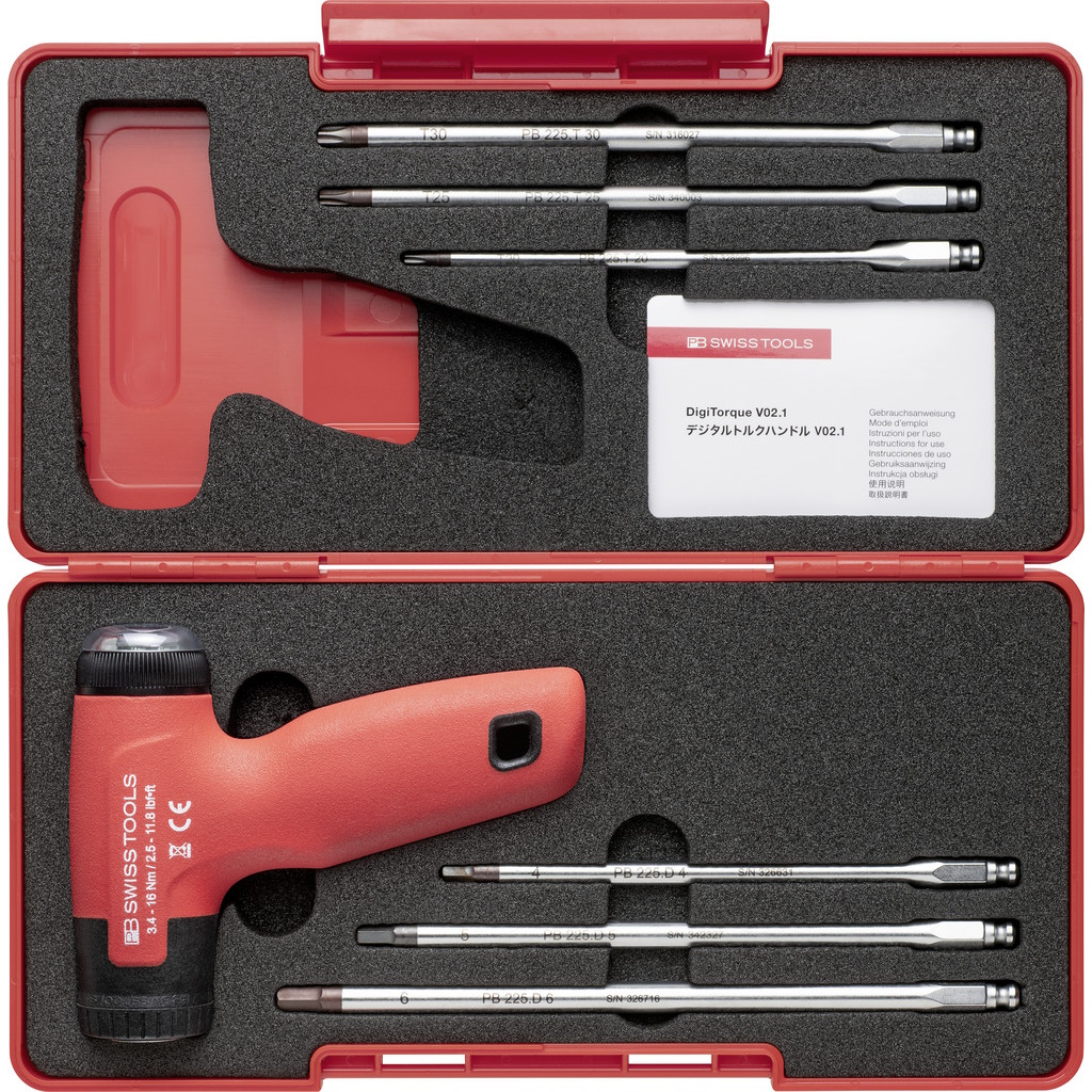 PB Swiss Tools 9325.Set A1 CBB DigiTorque V02, torque screwdriver set, 3,4-16,0 Nm