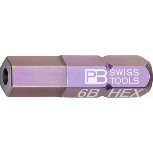 PB Swiss Tools C6.210B/6 PrecisionBit Inbus met gaatje, 25 mm lang, maat 6 mm