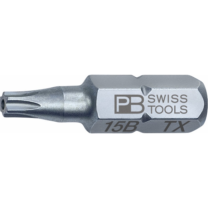 PB Swiss Tools C6.400B/15 PrecisionBit Torx with bore hole, 25 mm long, size T15