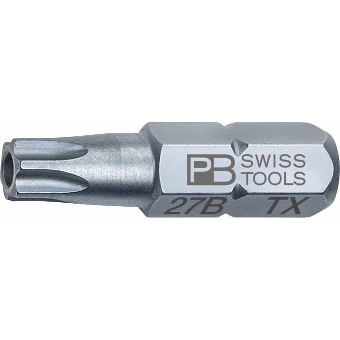 PB Swiss Tools C6.400B/27 PrecisionBit Torx mit Bohrung, 25 mm lang, gre T27