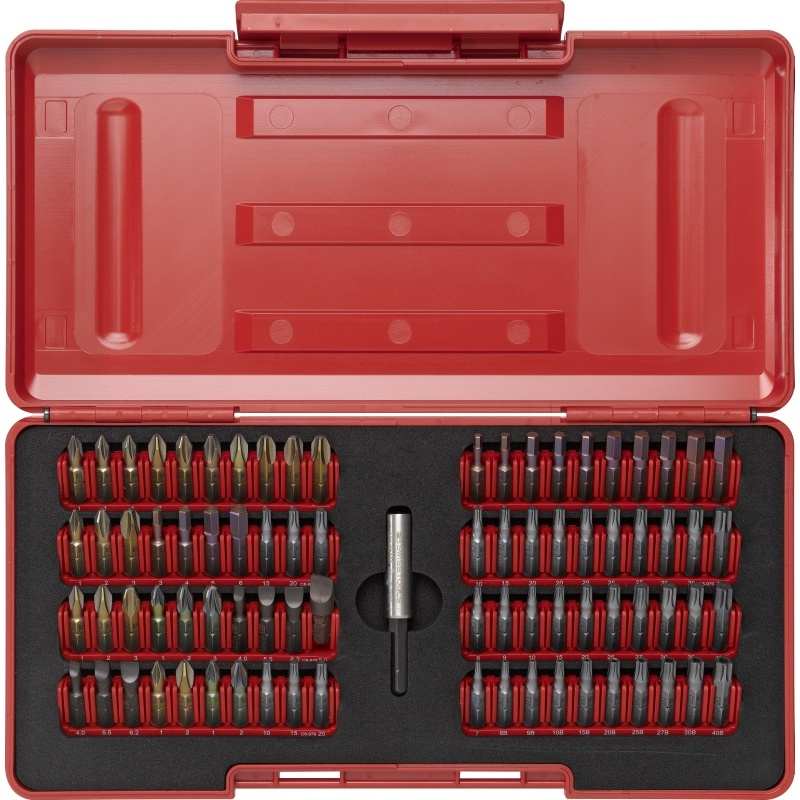 PB Swiss Tools C6.991 ToolBox with 80 PrecisionBits, Slotted/Phillips/Pozidriv/Inbus/Torx