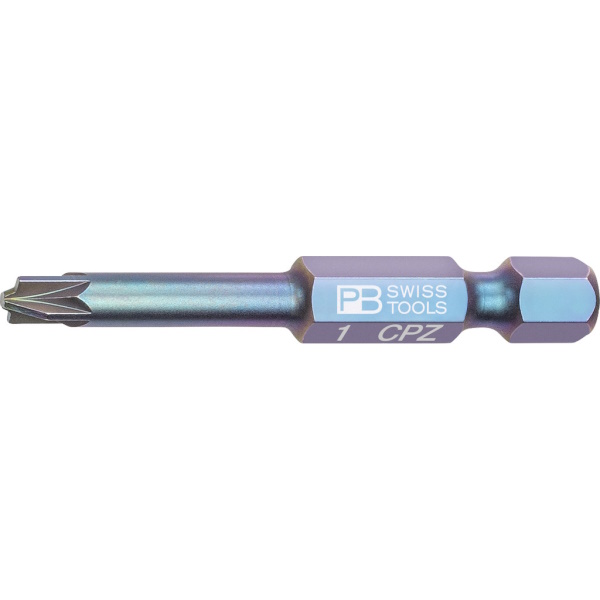 PB Swiss Tools E6.180/1 PrecisionBit PlusMinus (zaagsnede/Pozidriv), 50 mm lang, maat 1