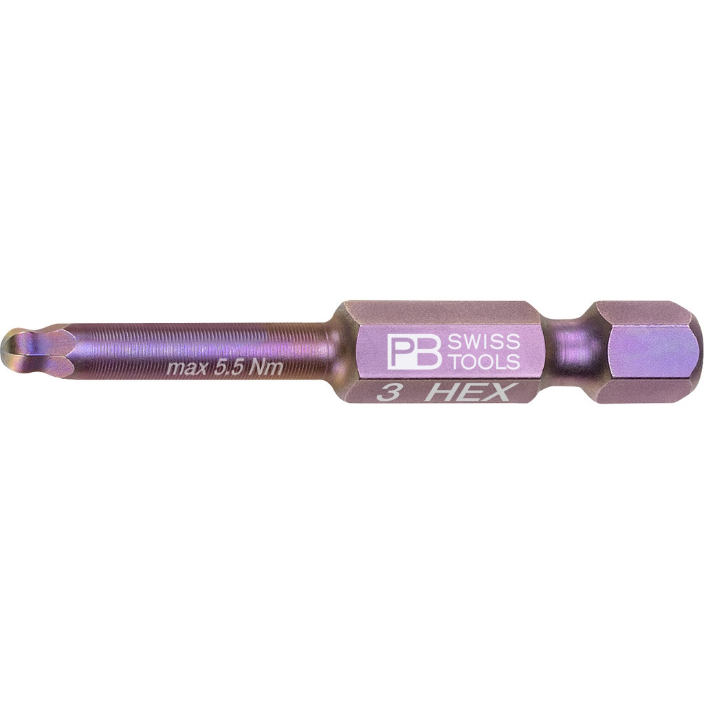 PB Swiss Tools E6.212/3 PrecisionBit Inbus with ball-end, 50 mm long, size 3 mm