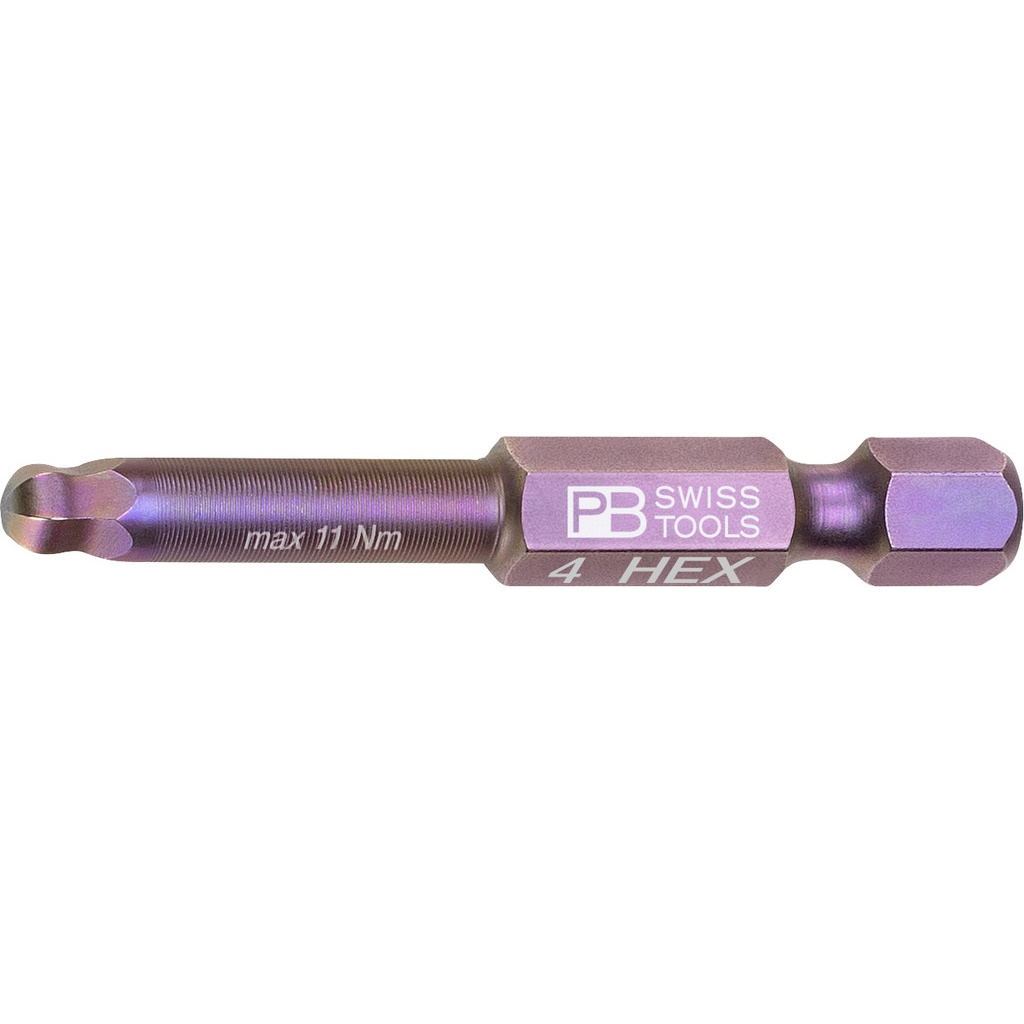 PB Swiss Tools E6.212/4 PrecisionBit Inbus met kogelkop, 50 mm lang, maat 4 mm