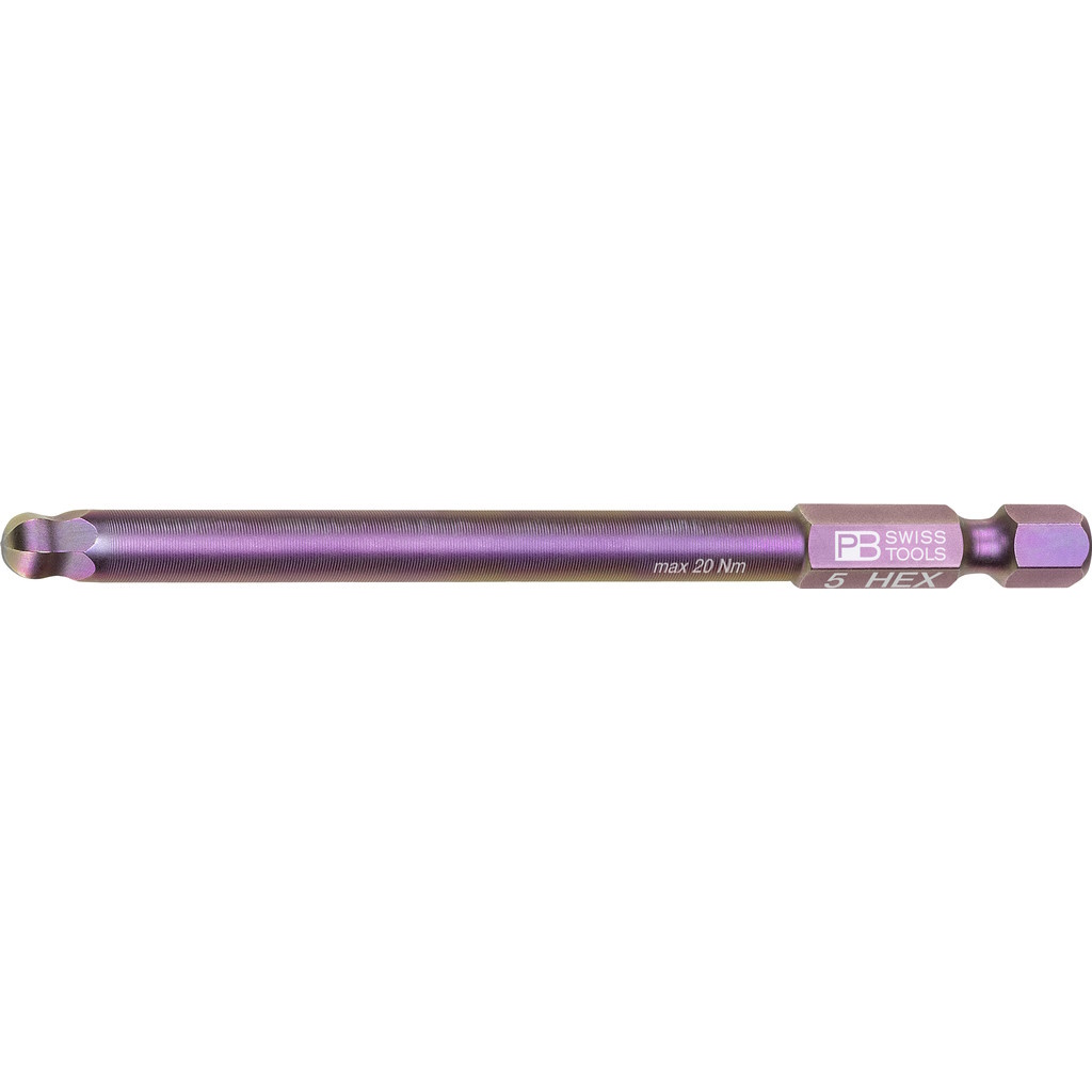 PB Swiss Tools E6L.212/5 PrecisionBit Inbus with ball-end, 95 mm long, size 5 mm
