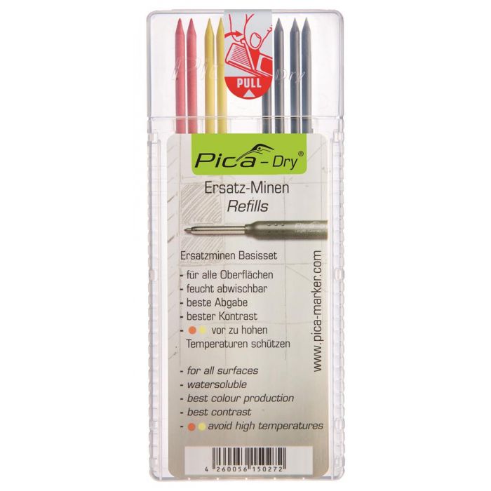 Pica DRY Pencil Refill - Set of 10 Leads (Red) 4031