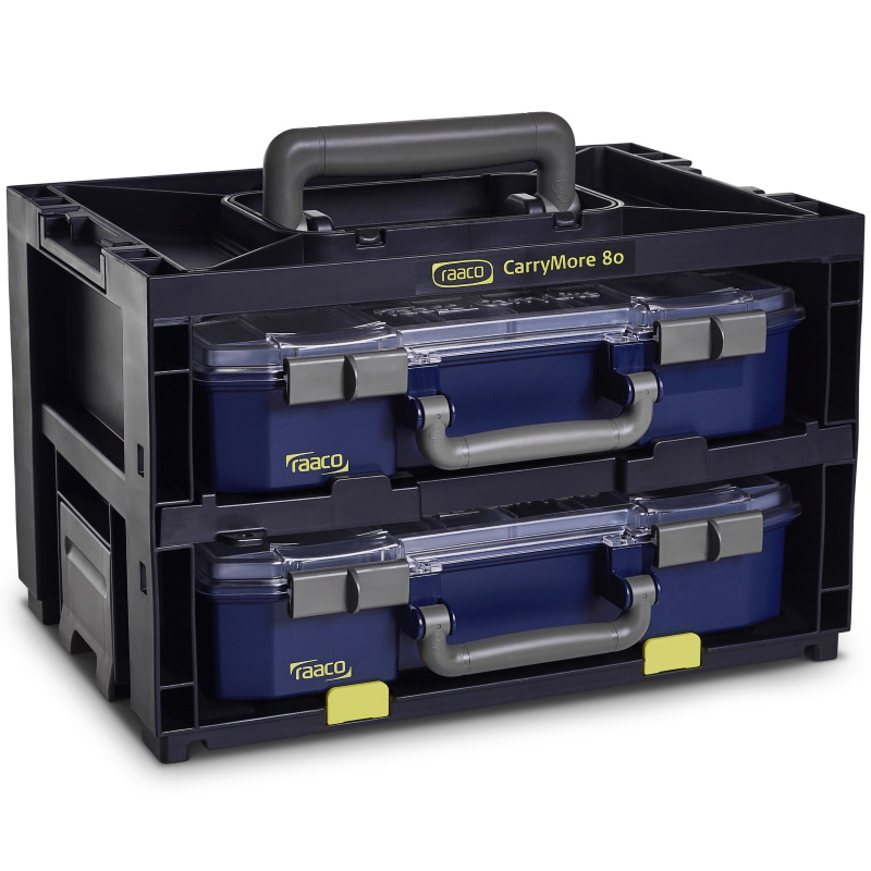 Raaco CM80x2 CarryMore 80 black, with 2 CarryLite 80 4x8-9 assorters