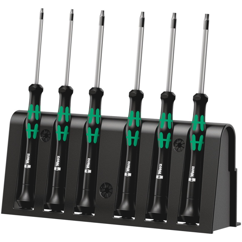 Wera 2067/6 Torx BO Kraftform Micro Torx mit Bohrung Schraubendrehersatz + Rack, 6-tlg